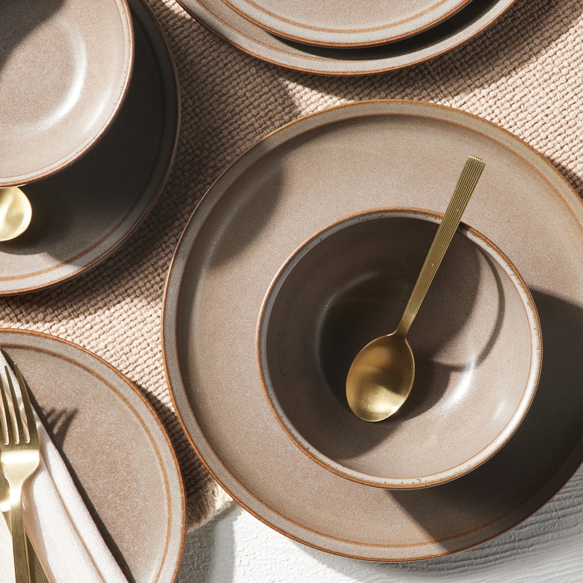 Better Homes and Gardens Banks Brown 12-Piece Stoneware Plates & Bowls Dinnerware Set
